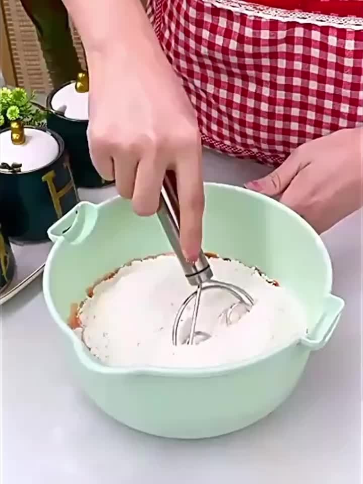 Stainless Steel Dough Mixer and Whisk - Handheld Bread Tool with Dough Scraper - Double Hole Quick Mixing for Cooking, Baking, and Food Trucks
