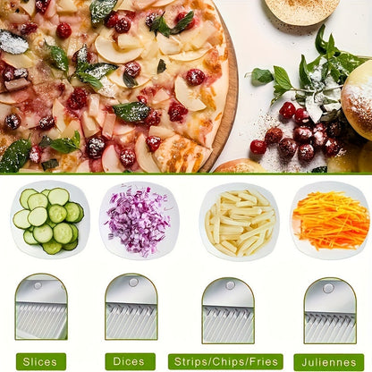 Adjustable Mandoline Slicer – Manual Vegetable Chopper, Potato Slicer, French Fry Cutter, Salad Maker – Kitchen Gadget with Stainless Steel Blade, ABS Material – Essential Back to School