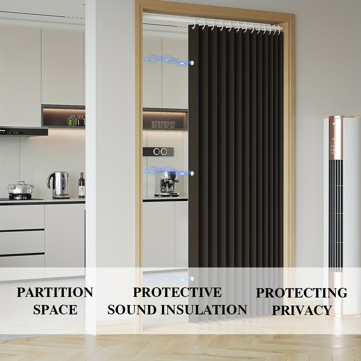 Waterproof and Scratch-Resistant Folding Door Curtain - Versatile for Kitchen, Office, Dining Room, Living Room, Bedroom | Invisible Partition, Easy Care, Polyester and Oxford Fabric, All-Season Modern Style with Magnetic Closure