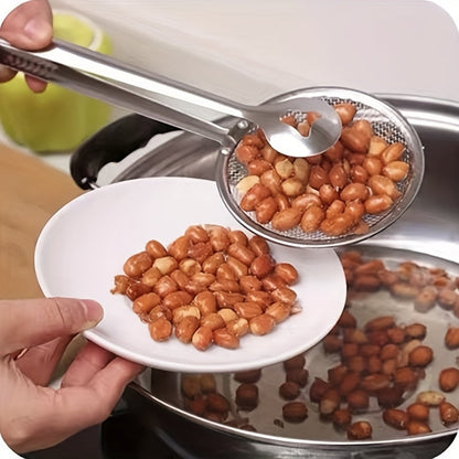 Stainless Steel Frying Oil Strainer Spoon - High Temperature Food Filter with Clip and Clamp - Kitchen Colander for Frying, Eid Al-Adha Gift Idea