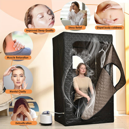 Portable Steam Sauna Box for Home – Full Body Sauna Spa for One Person with 3L 1200W Steam Generator, Remote Control, Foldable Chair, Ideal for Gym, Yoga, Pilates