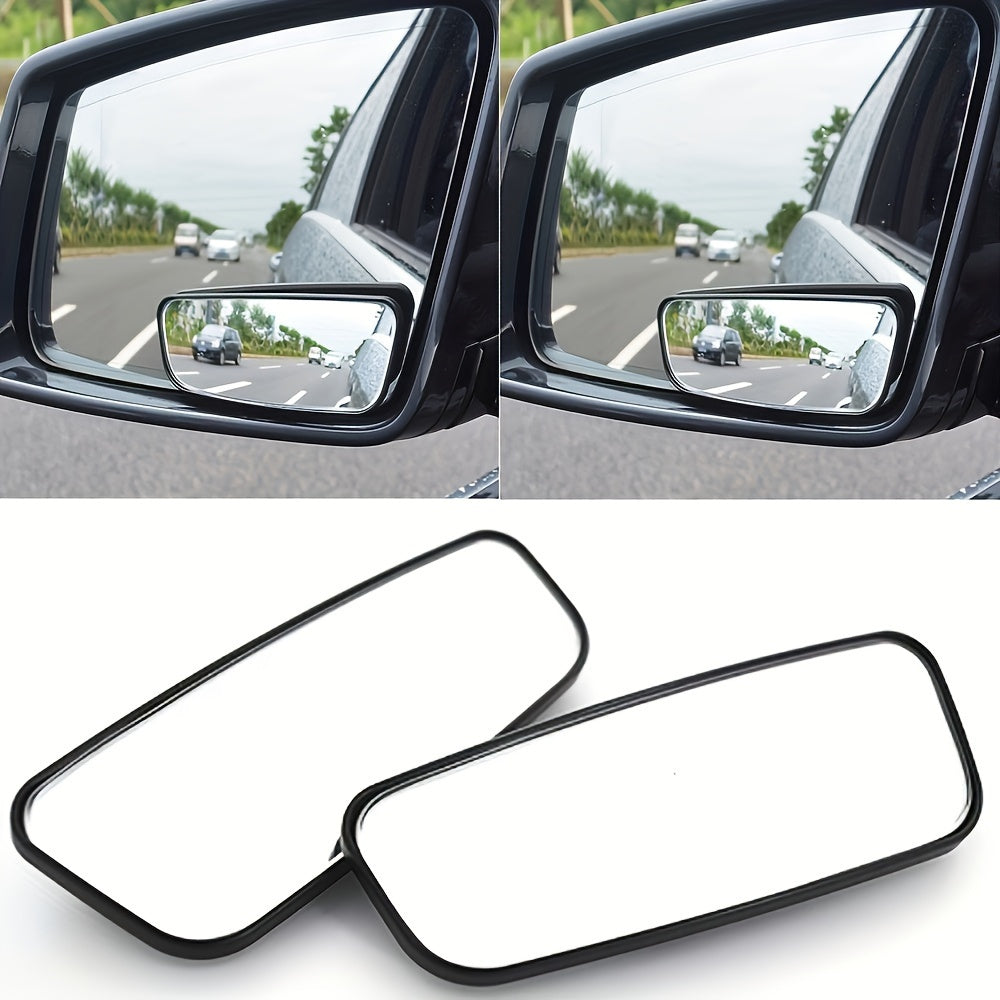 2PCS Oval Blind Spot Mirrors for Cars - Universal Fit, Front Placement, Adjustable Flat Wide Angle Side Rear View, Compatible with Multiple Models
