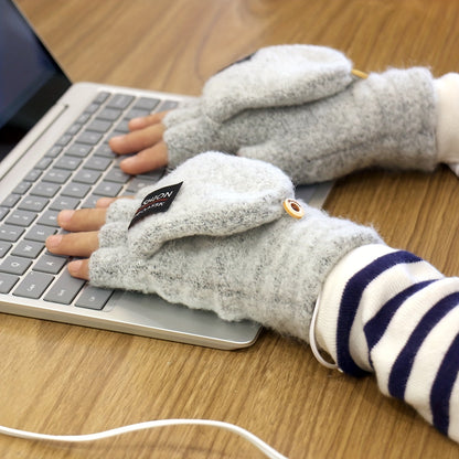 Unisex Washable USB Heated Gloves - Portable Half-Finger Design with Optional Mitten Cover - Ultimate Winter Warmth
