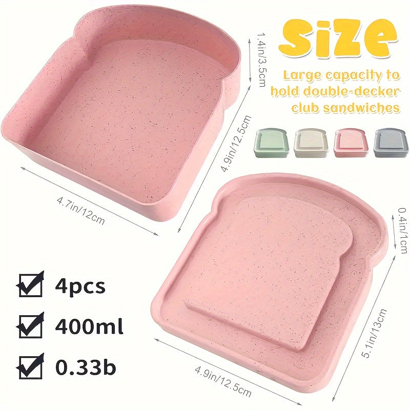 4Pcs Square Reusable Sandwich Containers – BPA Free, Leak-Proof Lunch Boxes for Students & Adults, Perfect for Eid Al-Adha Celebrations