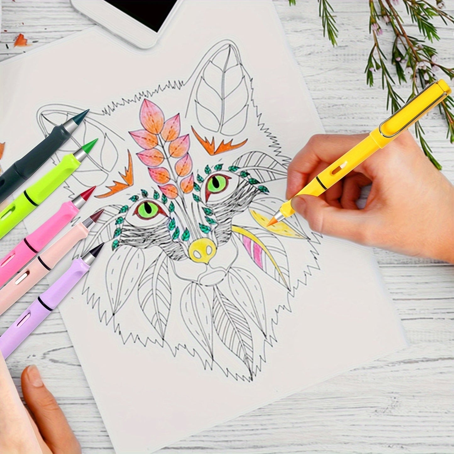 12 Colors Forever Pencil Set – Long-Lasting, Erasable, Sharpen-Free Writing – Ideal for Sketching, Drawing, School Supplies with Infinity Inkless Lead