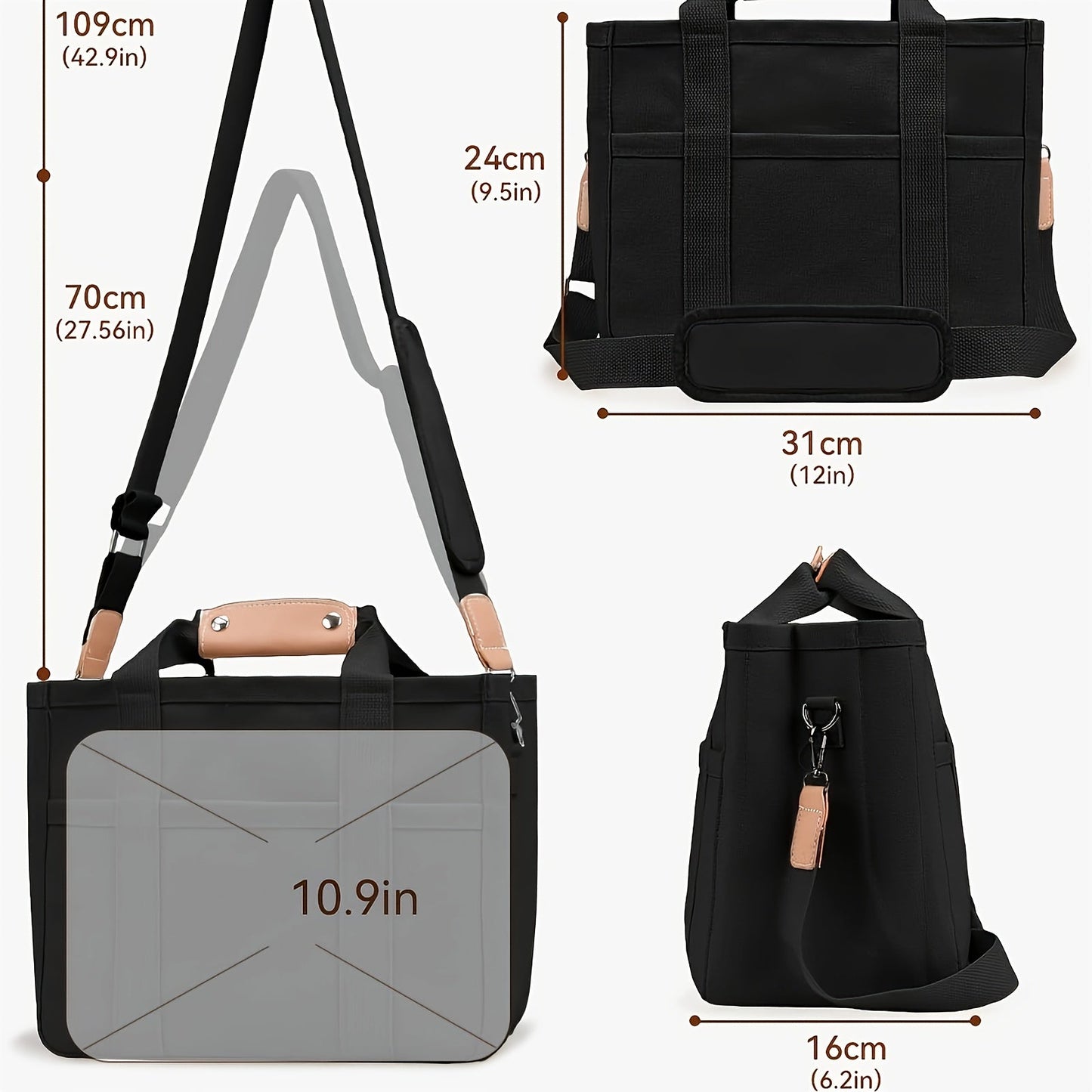 Versatile Canvas Crossbody Bag – Stylish Shoulder Strap, Multiple Compartments, Spacious Interior – Perfect for Daily Use – Women’s Fashion Accessory