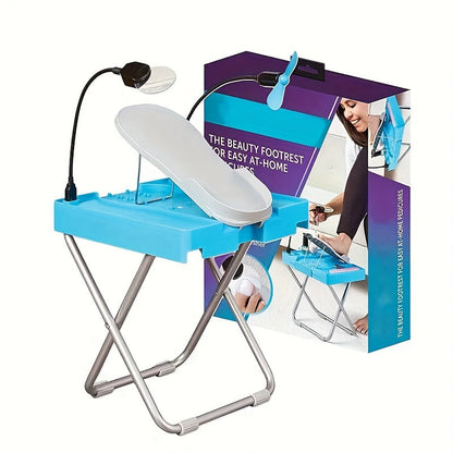 Adjustable Foot Rest Pedicure Set - Salon Step Beauty Footrest Manicure Stool with Fan, Pedicure Pedals Stand for Home