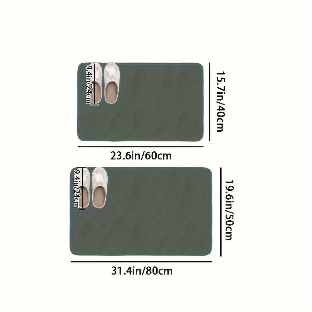 Luxury Diatomaceous Earth Bath Mat – Thick, Absorbent, Quick-Dry with Non-Slip Rubber Base for Bathroom Entrance