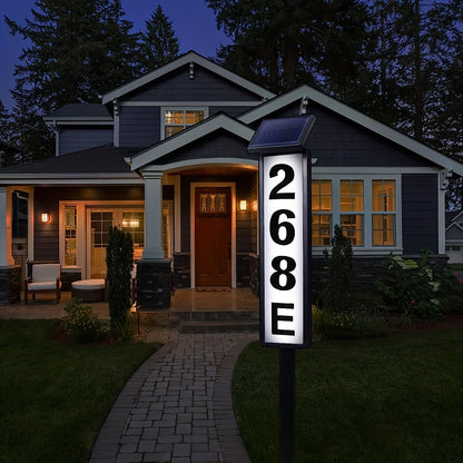 Solar Powered LED House Number Light – Weather-Resistant Outdoor Address Sign with Stake – Easy Installation, Energy-Efficient, Durable – 35 Inch Height for Homes