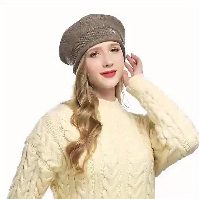 Women's Stretchy Beanie Hat with Pocket - Soft & Cozy Acrylic Knit Cap for Autumn and Winter