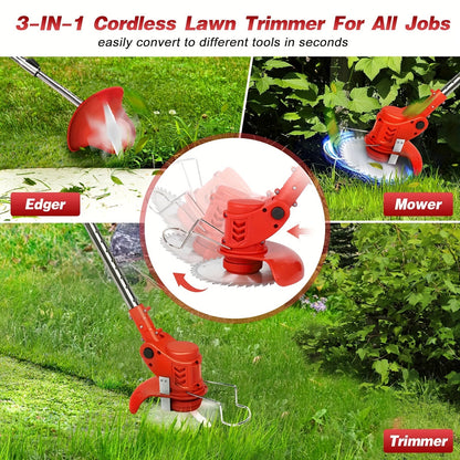 1000W High-Power Cordless Weed Eater - Stainless Steel Electric Brush Lawn Edger, Advanced Grass String Trimmer - Universal, Lightweight Design for Year-Round Lawn Care