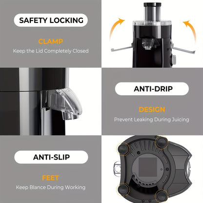 Compact Speedster Juicer – Citrus Juicer with High Juice Yield, Multiple Safety Features, BPA-Free, Black & Green – Easy Operation Centrifugal Extractor for Fruits and Vegetables