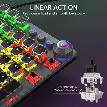 Mechanical Gaming Keyboard with LED Rainbow Backlit - 104 Anti-Ghosting Keys, Quick-Response Black Switches, Multimedia Controls, Removable Hand Rest for PC and Desktop Computers