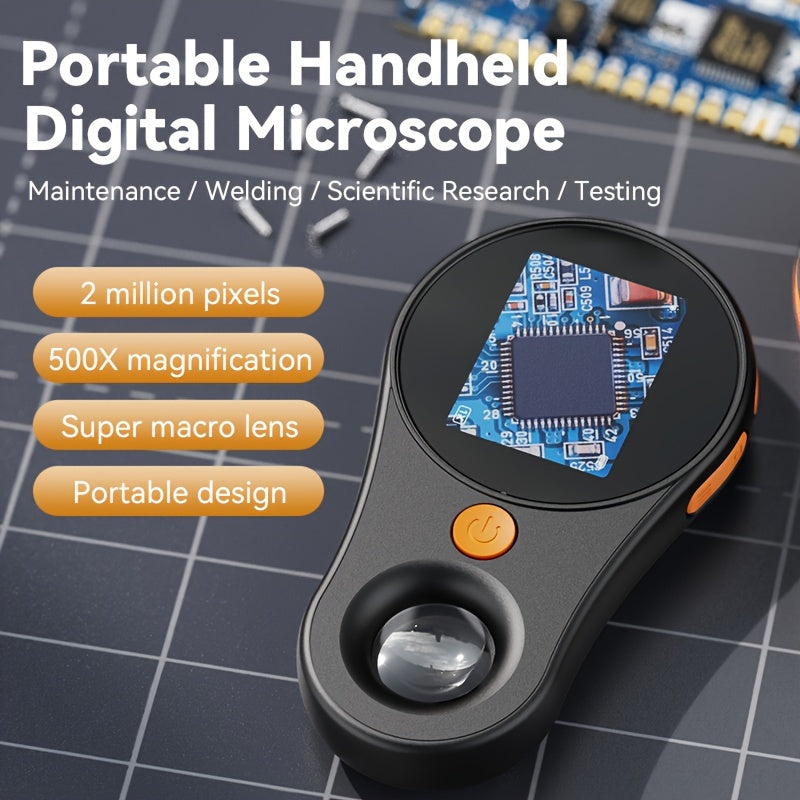 500X High-Precision Portable Handheld Digital Microscope - Super Macro Lens for Maintenance, Welding, Scientific Research, and Testing