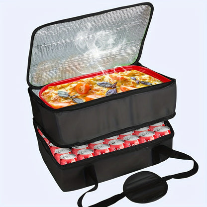 Insulated Double Casserole Carrier Lunch Bag - Fits 9x13 & 11x15 Inch Dishes for Hot or Cold Food - Perfect for School, College, and Kitchen Organization