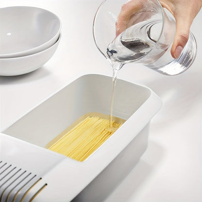 Microwave Pasta Cooker with Strainer – Heat-Resistant Pasta Boat Steamer, Spaghetti Noodle Cooking Box, Essential Kitchen Utensil for College Dorms and Apartments