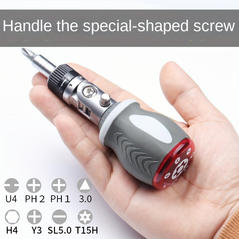 180-Degree Multi-Angle Ratchet Screwdriver Set – Adjustable Chrome Vanadium Steel with Phillips, Triangular, and Special Batch Heads for Household Use