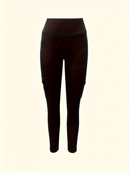 High-Waisted Butt Lifting Yoga Leggings - Women's Fall & Winter Activewear with Pockets, Moisture-Wicking, Four-Way Stretch, Breathable - Solid Color, Perfect for Fitness, Running, Outdoor Activities