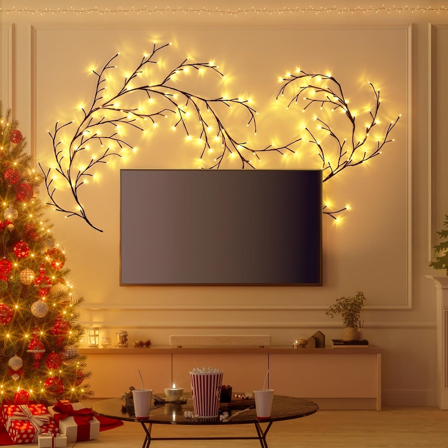 72/96 LEDs Bendable Willow Vine Lights - White Birch Tree Light, 8 Modes Rattan Decorative Light - Indoor Atmosphere Light for Garden, Home, Living Room, Camping, Parties - Perfect Gift for Halloween, Birthday, Christmas