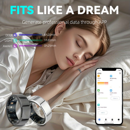 Smart Fitness Ring with Charging Compartment - Tracks Steps, Distance, Calories, Sleep; Compatible with iPhone & Android, Remote Photo Control, Water Resistant, Stylish and Comfortable