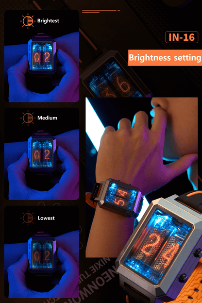 CYBERPUNK IN-16 Nixie Tube Watch – Hour & Minute Display with Wireless Charging