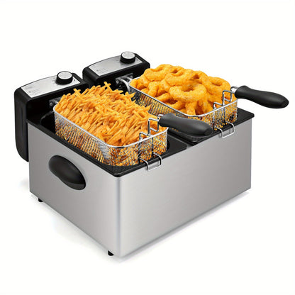 SUSTEAS 1500W Electric Deep Fryer with Basket - Easy Clean Non-Stick Pot, Temperature Control, Removable Lid, Ideal for Home Kitchens and Restaurants