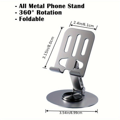 Full Metal 360-Degree Rotating Phone and Tablet Stand - Universal Stress-Relieving Desk Mount