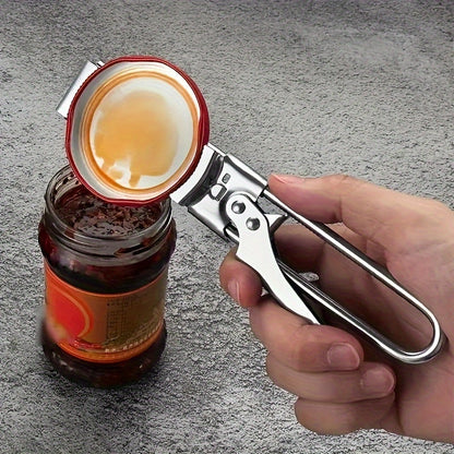 Adjustable Jar and Lid Opener - Stainless Steel Manual Can Opener with Easy Grip, Ideal for Weak Hands and Home Use