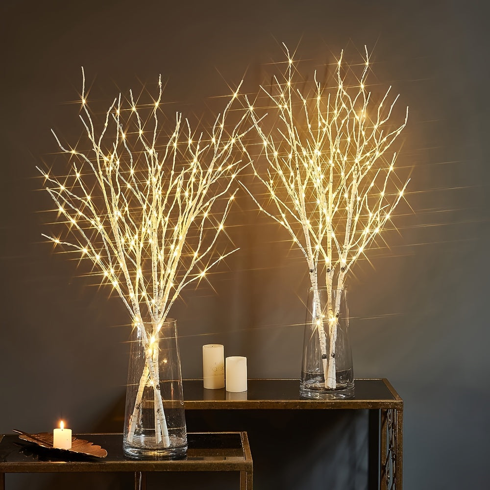 2.62Ft 50LED White Birch Branch Light – Battery-Powered Decorative Light for Christmas, Weddings, Parties, and Home Decoration, Indoor and Outdoor Use