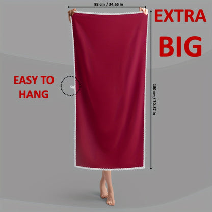 Luxury Polyester Bath Sheet - Extra Large, Super Soft Space Theme, Modern Woven Oblong Towel, Ultra Absorbent, Solid Pattern - 290gsm