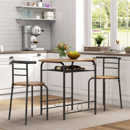Costoffs Modern Round Compact Dining Table and 2 Chairs Set - Space-Saving Table Set for Kitchens, Apartments, and Dorm Rooms