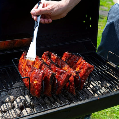 Deluxe Stainless Steel Rib Rack - Holds 4 Full Racks of Ribs, Ultra-Portable for BBQ and Smoker Enthusiasts - Durable, Rust-Resistant Construction for Perfect Grilling Results