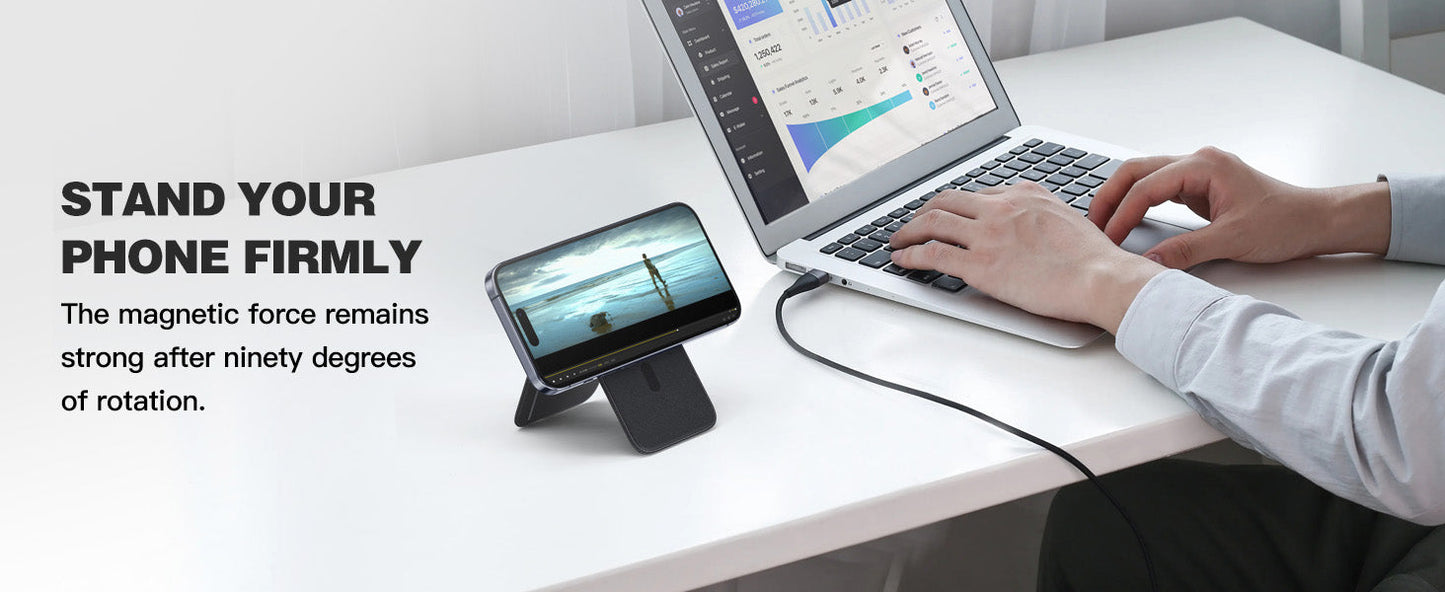 Minisopuru Magnetic Wallet & Phone Stand – Lightweight MagSafe Leather Card Holder for iPhone 12, 14, 15, 16