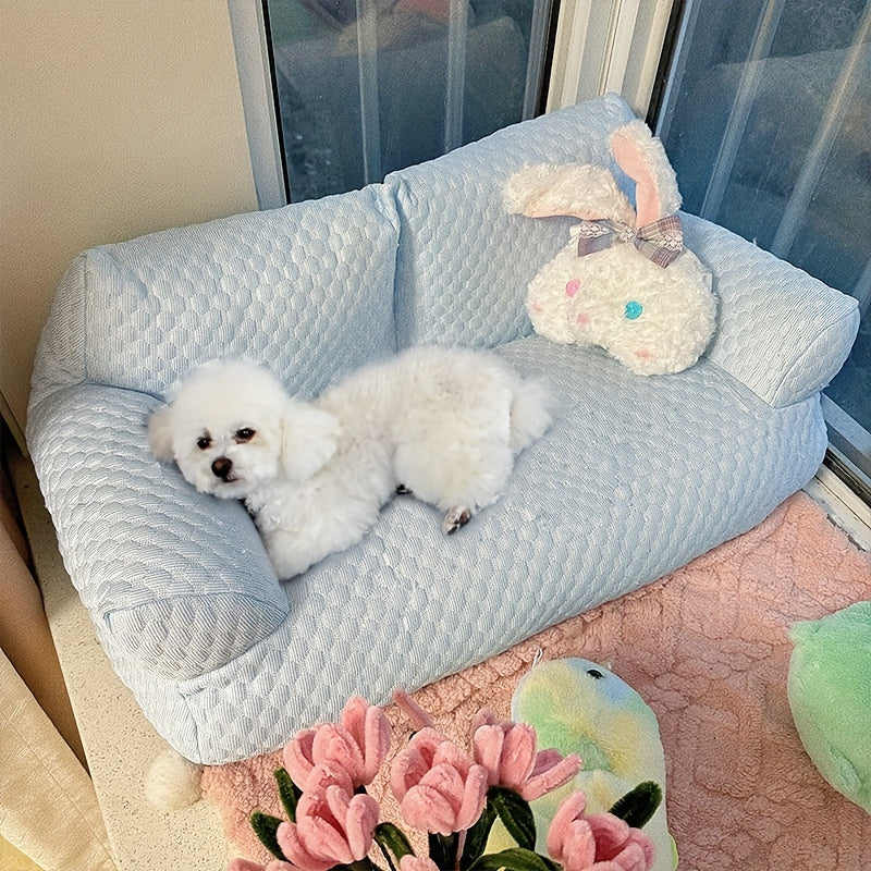 Breathable Ice Silk Pet Sofa Bed for Cats - Removable Polyester Cover, Ideal for Spring / Summer Comfort