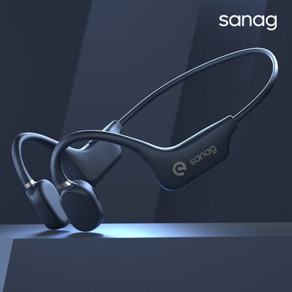 Sanag A5X True Bone Conduction Headphones - Open-Ear Wireless Sport, 3D Stereo Sound, Sweatproof, Lightweight, Long Battery Life - Perfect for Running, Cycling and Fitness