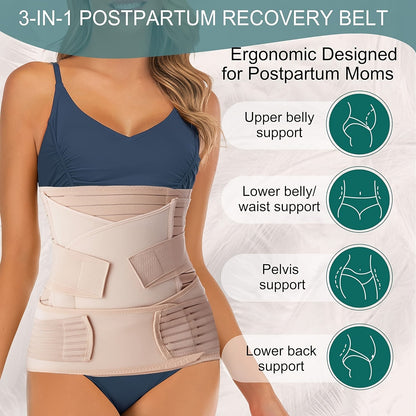 3 in 1 Postpartum Belly Band – C-Section Support Recovery Wrap and Abdominal Binder Girdle for Post-Birth Recovery