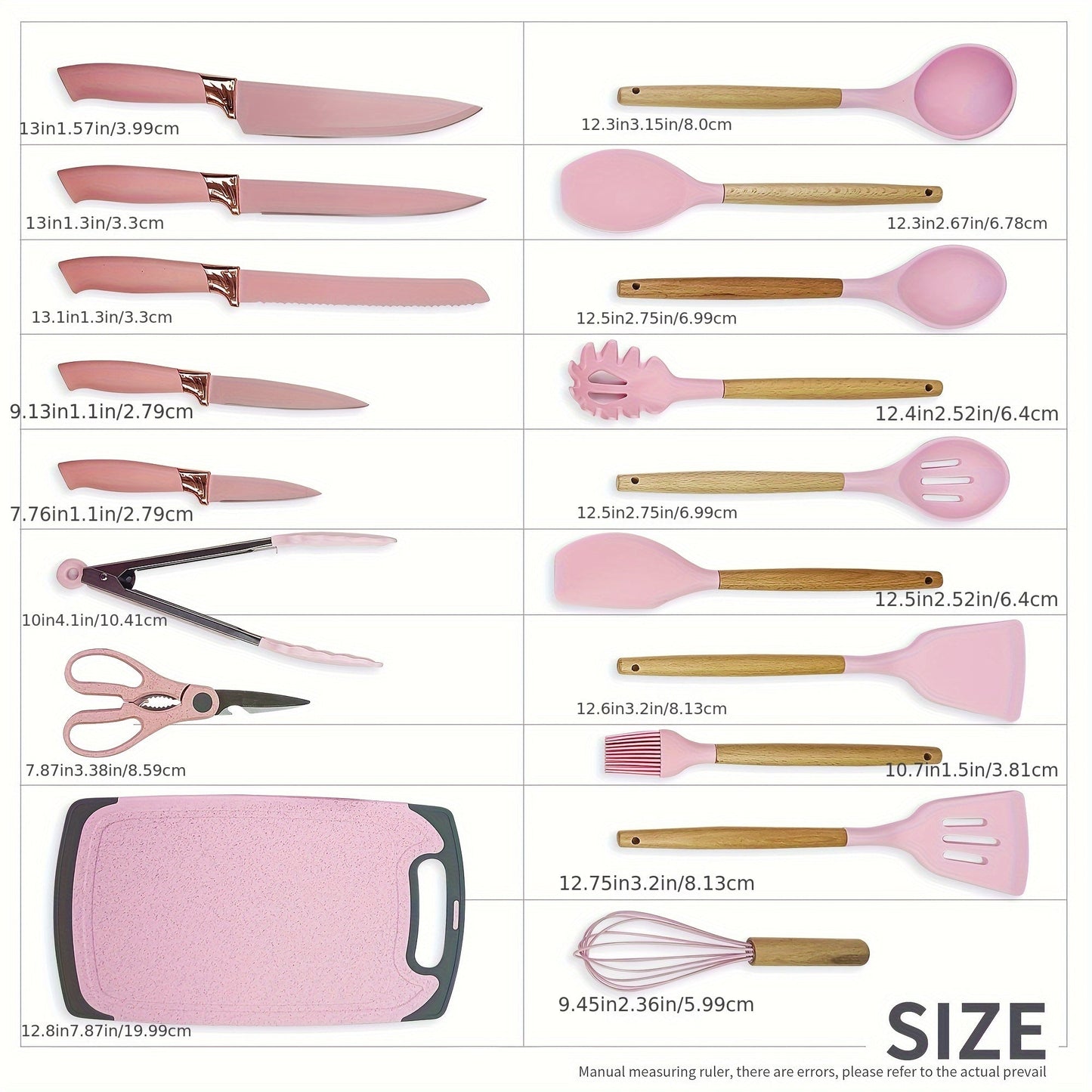 19 Piece Deluxe Silicone Kitchen Utensil Set - Heat-Resistant, Non-Stick, Ergonomic Wooden Handles, Includes Sharp Knives - Bamboo Storage Bucket for Easy Organization - Perfect for Holiday Cooking and Gift-Giving