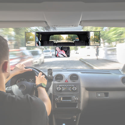 Foldable Car Mirror - Multifunctional Swiveling Adjustable with Quadruple Folding for Enhanced Field of View