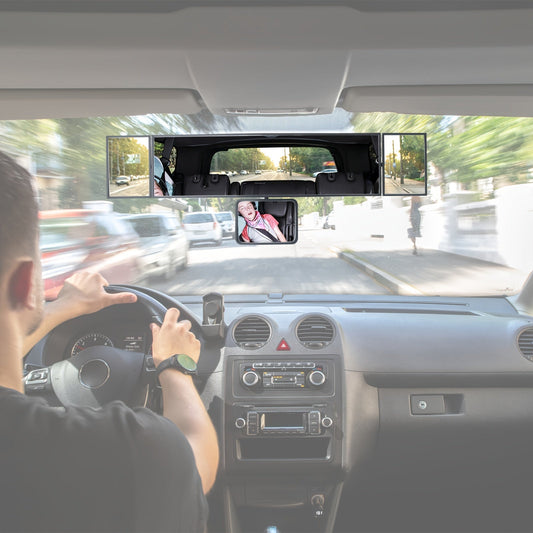 Foldable Car Mirror - Multifunctional Swiveling Adjustable with Quadruple Folding for Enhanced Field of View