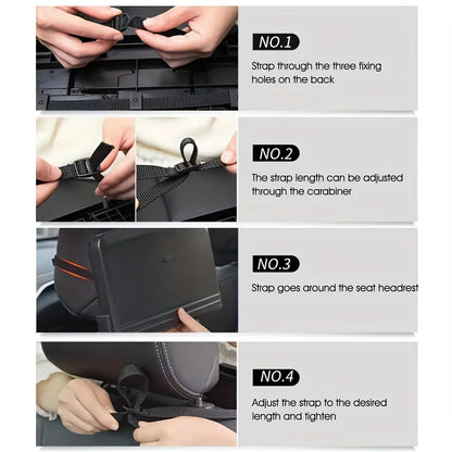 Adjustable and Foldable Car Dining Table with Cup Holder – Portable Backseat Storage Tray for Food and Drinks, Made of Durable PP Material