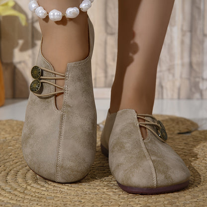 Stylish Round Toe Buckle Shoes – Soft Sole, Solid Color, Casual and Comfortable Single Shoes for Women – Ideal for Daily Wear