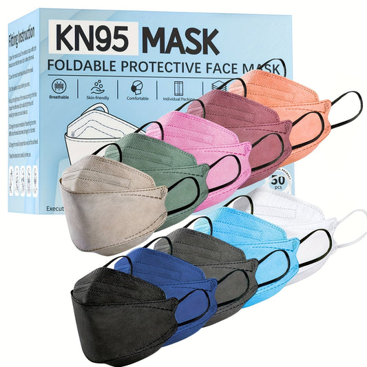 100-Pack KN95 Disposable Face Masks - 5-Layer Breathable and Comfortable Respirators for Adults and Men - Adjustable Fit