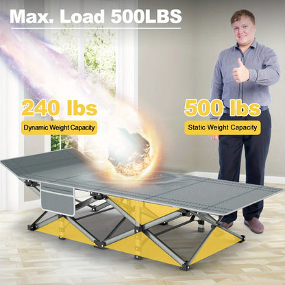 Folding Camping Cot with Mattress – Portable Travel Camp Bed for Adults, Heavy Duty Grey with Carry Bag