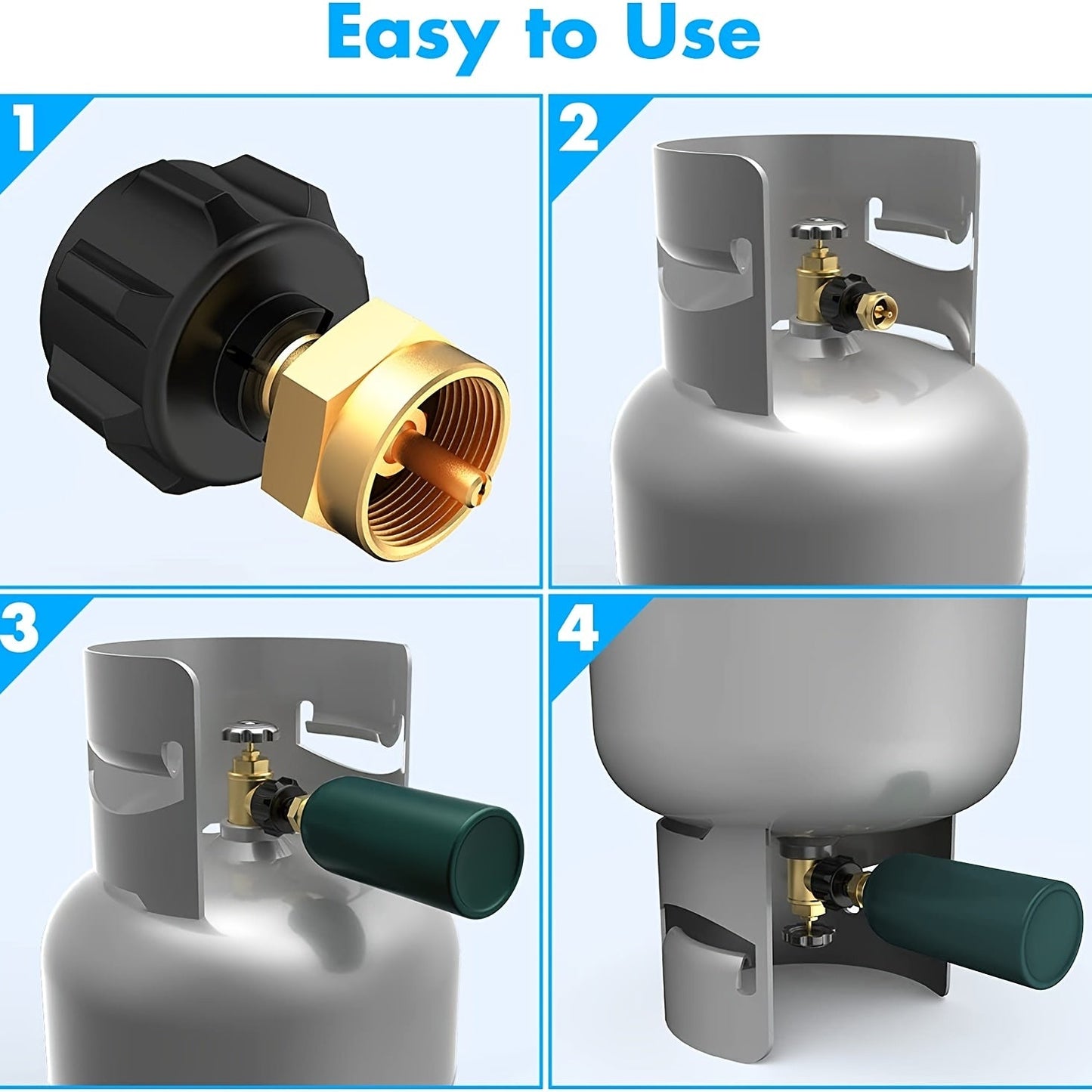 Propane Refill Adapter for 1Lb Tanks - Easy Fill from 20Lb LP Gas Cylinder, Fits QCC1/Type1, Safe and Convenient Coupler
