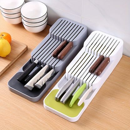 Kitchen Drawer Organizer Tray – Holds 9 Knives, Knife Block, Holder, and Storage Box, Drawer Organizer Insert