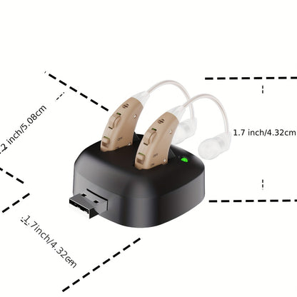 Advanced Rechargeable Hearing Aids for Seniors – Crystal-Clear Sound, Long-Lasting Battery Life, Compact Design with Easy Charging Dock – Professional Grade, Beige