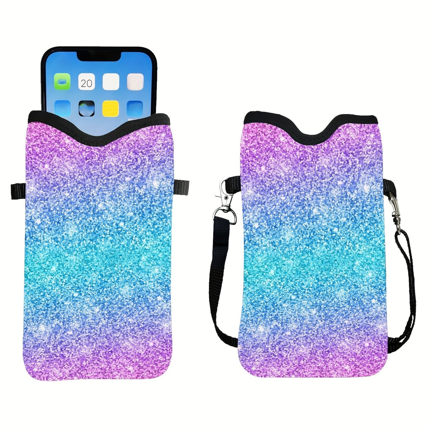 Shockproof Phone Pouch with Adjustable Lanyard - Versatile Print Design, Compatible with Multiple Models