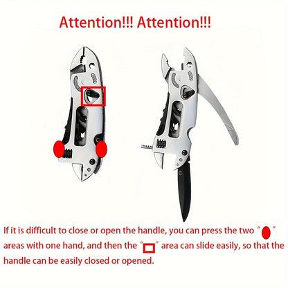 Stainless Steel Multi-Purpose Pocket Pliers - Adjustable Folding Tool with S2 Batch Head, Lightweight Outdoor Multi-Tool Kit