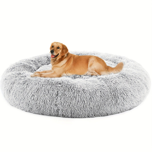 Ultra-Soft Calming Haven Pet Bed – Washable, Anti-Slip, Round & Sturdy Design for Ultimate Comfort, Grey Color, Ideal for Dogs and Cats