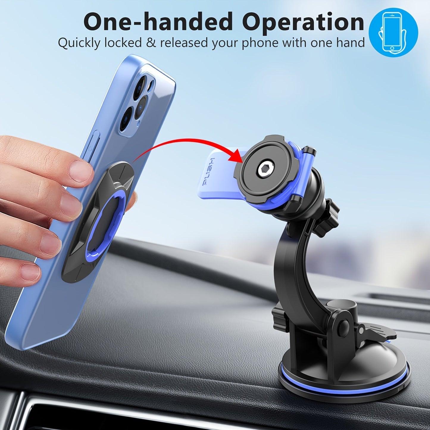 Car Phone Holder Mount Stand — Suction Cup & Air Vent Bracket for iPhone, Samsung, Xiaomi Smartphones